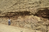 Upper Jubaila Formation showing the extensiive cave development within a thick dedolomite bed.